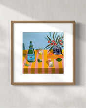 Load image into Gallery viewer, “Sparkling Citrus on a pink and yellow tablecloth” Limited Edition Print