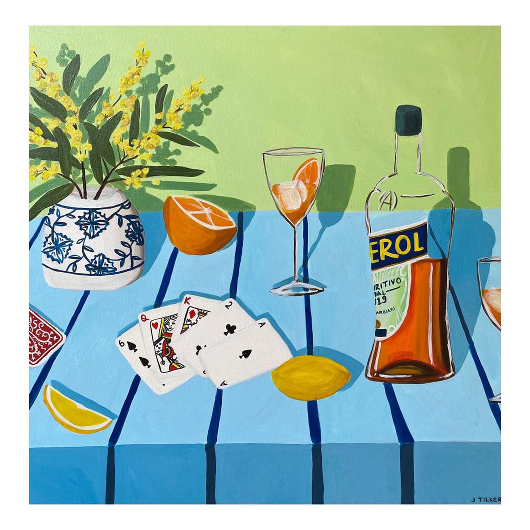 “Spritzy Afternoon with Cards” Limited Edition Print