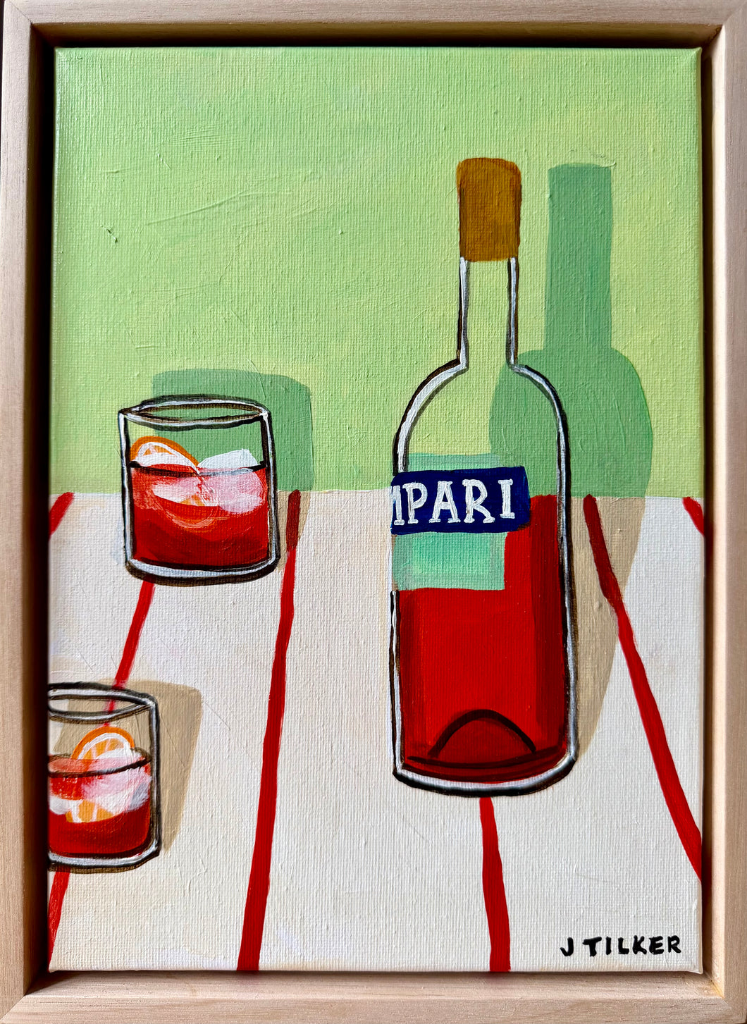 “Two negronis on green” Original Artwork