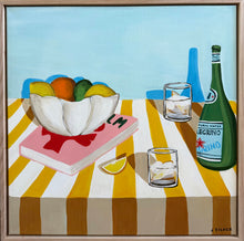 Load image into Gallery viewer, “San Pellegrino on a sunny tablecloth&quot; Original Artwork
