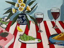 Load image into Gallery viewer, “Aperitif on a red and white tablecloth ” Original Artwork
