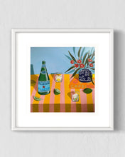 Load image into Gallery viewer, “Sparkling Citrus on a pink and yellow tablecloth” Limited Edition Print
