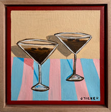 Load image into Gallery viewer, “Espresso per due on pink and blue” Original Artwork
