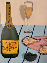 Load image into Gallery viewer, “Veuve and Scallops on Blue” Original Artwork
