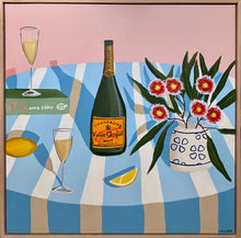 Load image into Gallery viewer, &quot;Yesterday&#39;s Veuve on pale blue&quot; Original Artwork
